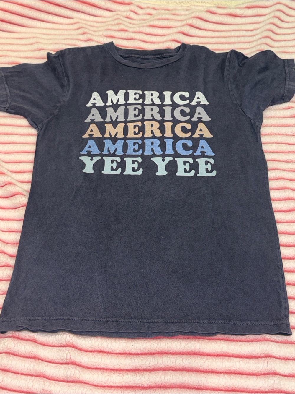 Navy Short Sleeve Graphic Tee - 'America Yee Yee'